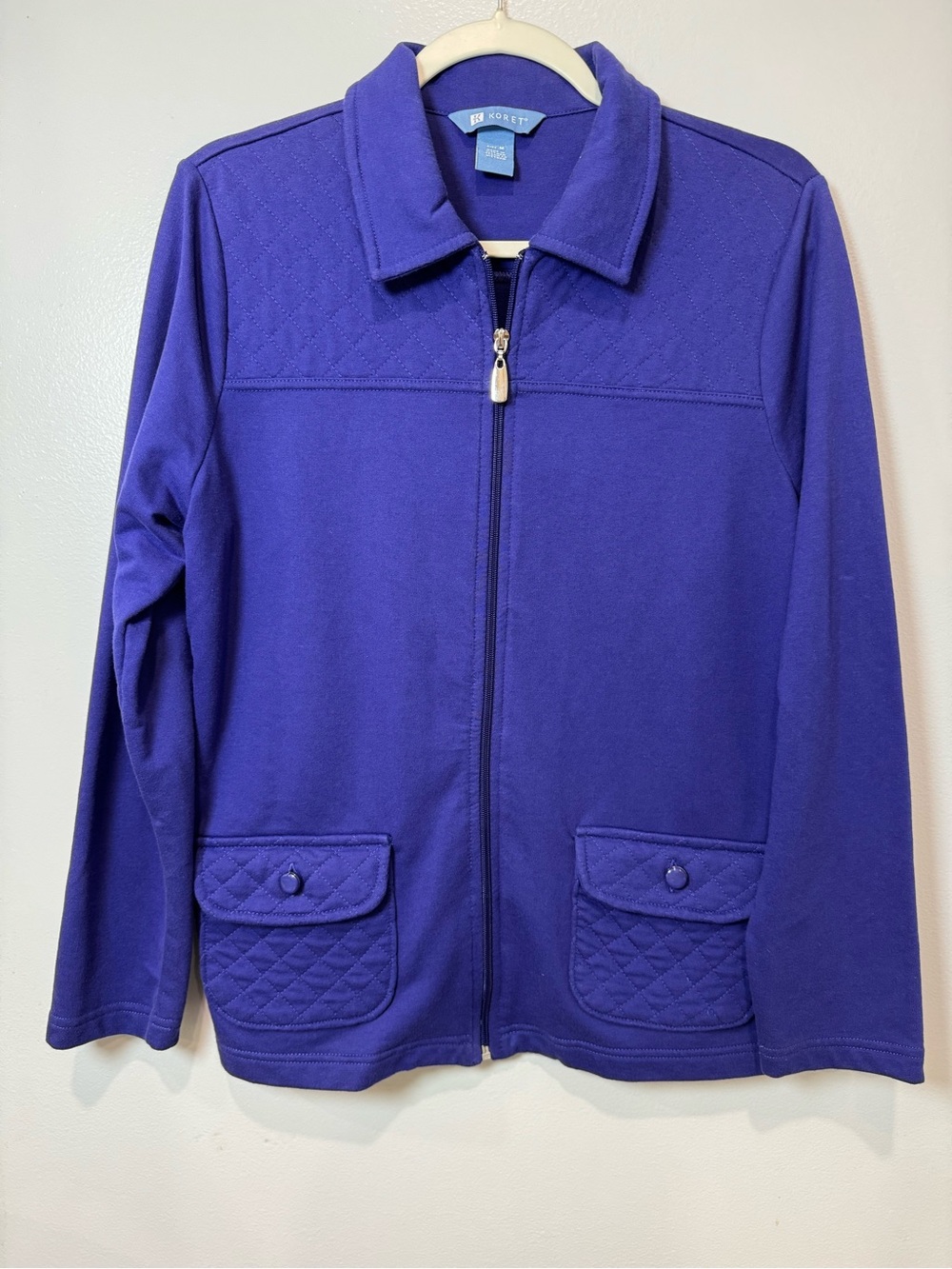 Koret Purple Cotton Blend Jacket Track Active Sport Jacket Pockets M